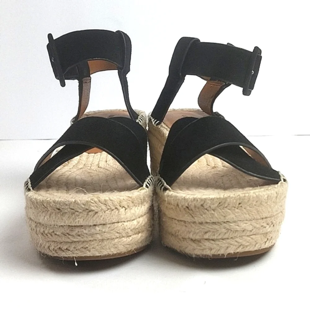 Lucky Brand Audrinah Black Suede Leather Ankle Strap Platform Espadrille… - Picture 5 of 16